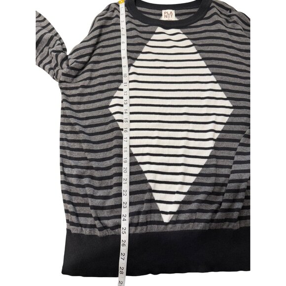 Planet Lauren G Sweater Black Stripe Cotton Modal Peru Women One Size Fits All - Picture 6 of 8